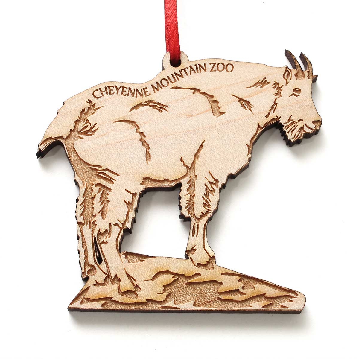 ROCKY MOUNTAIN GOAT WOODEN ORNAMENT